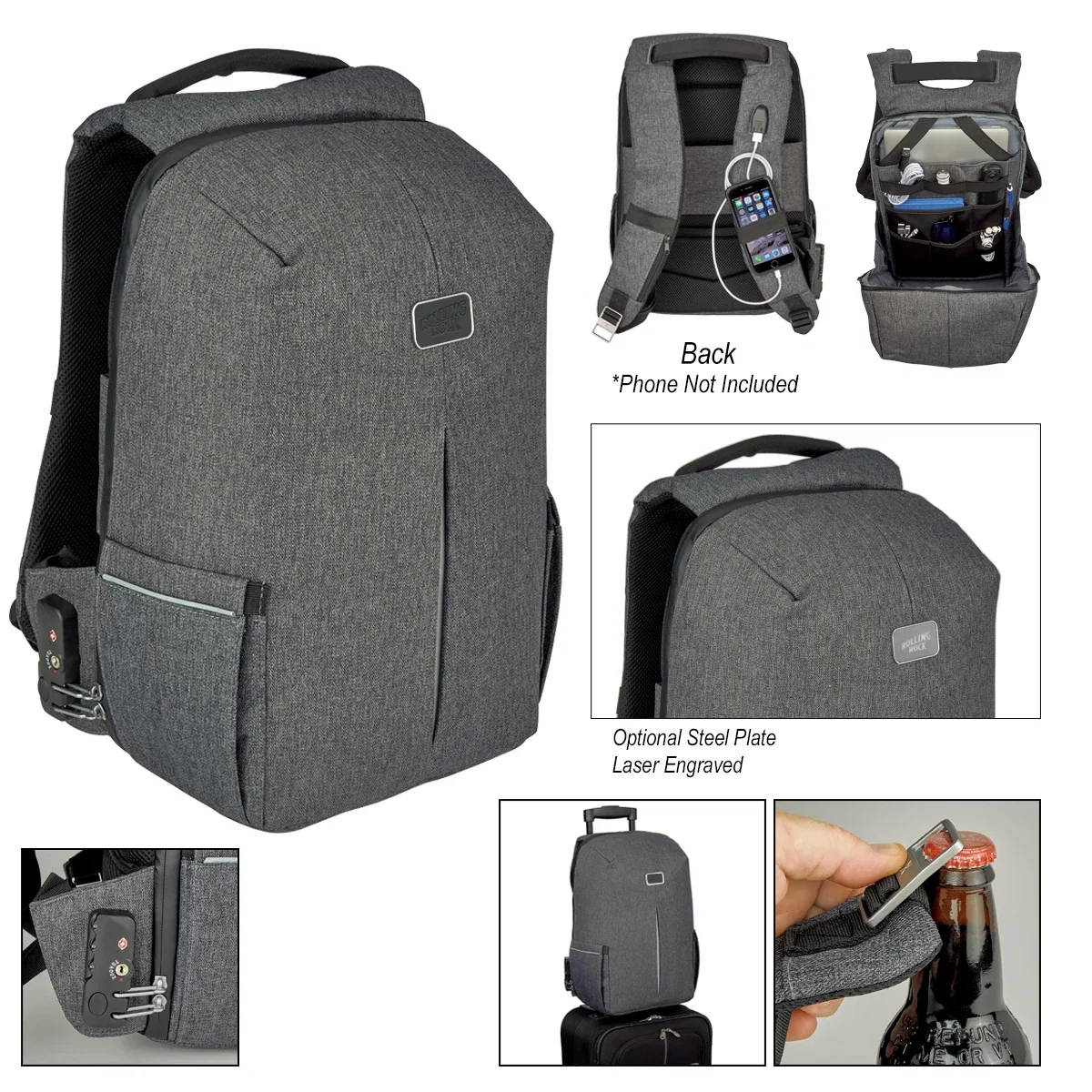 Main compartment unzipped to show the laptop sleeve