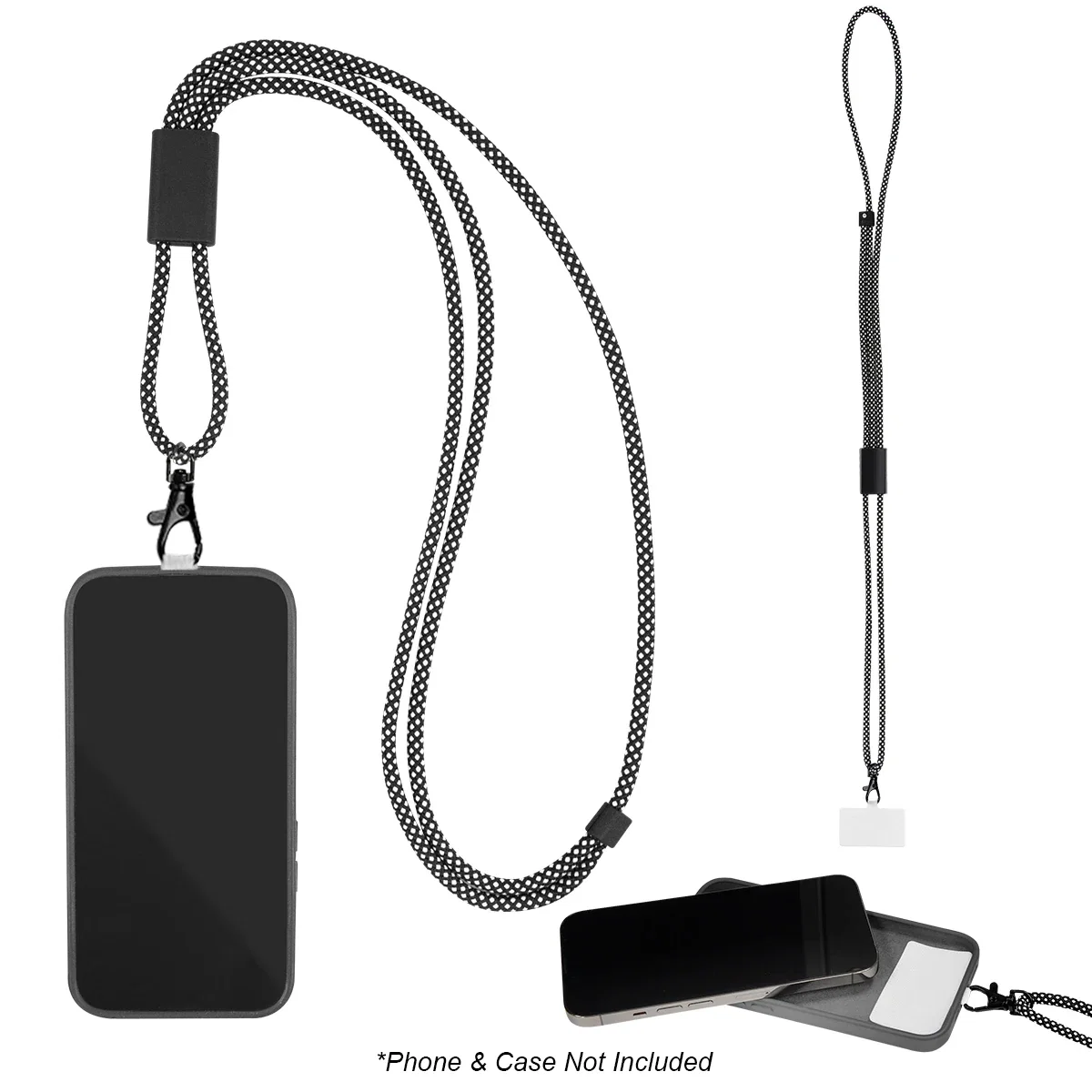 Worn around the wrist while carrying a handset through the day