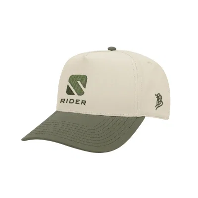 Two-tone canvas cap with a beige crown and dark brim