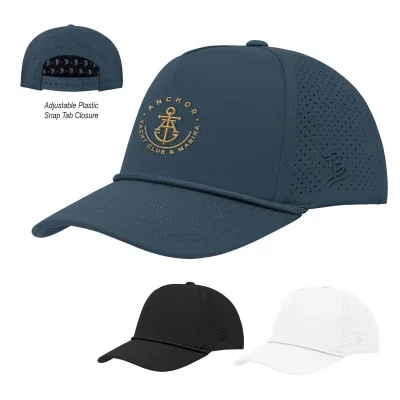 Side profile showing the crown shape and shaped visor