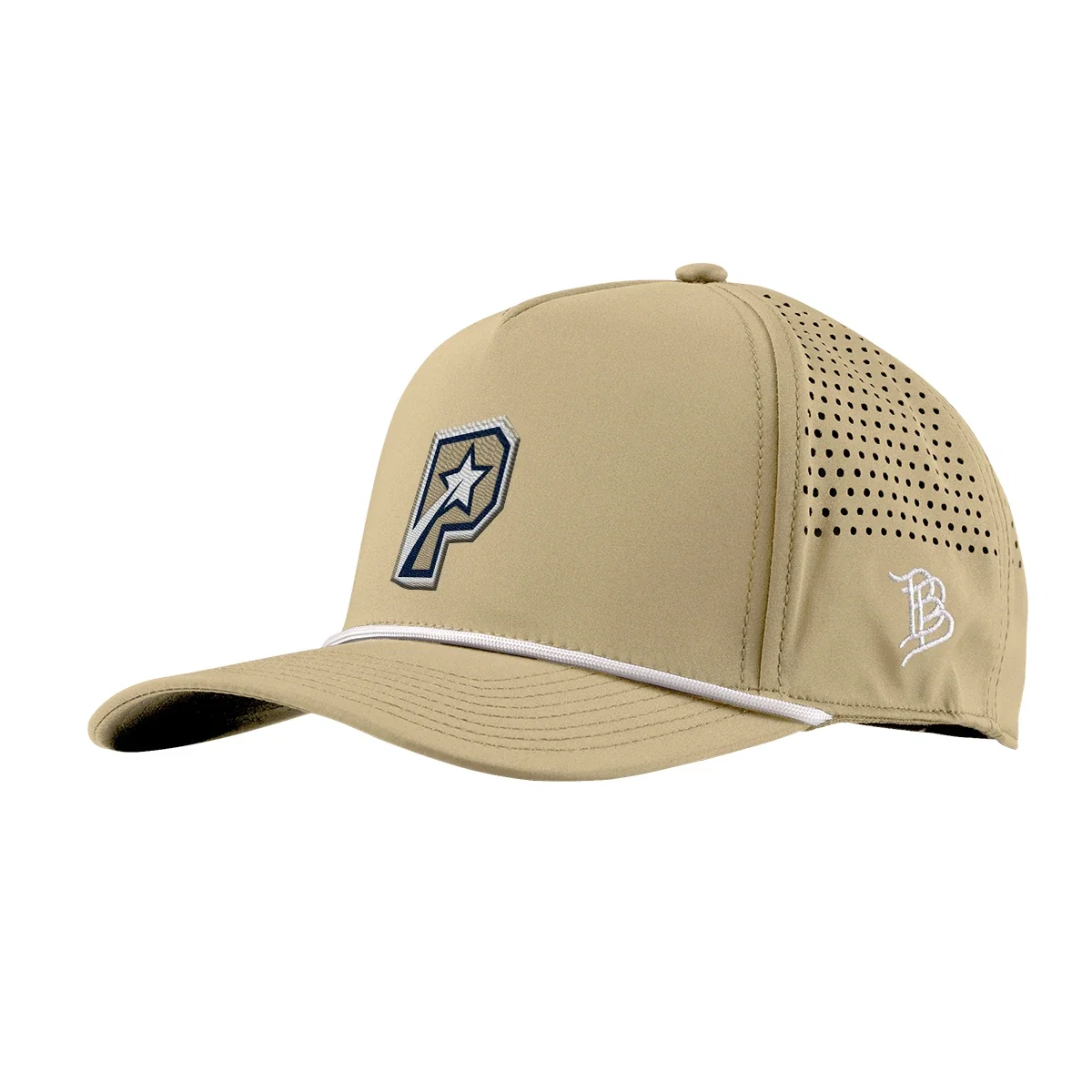 Braided cord stretched across the brim