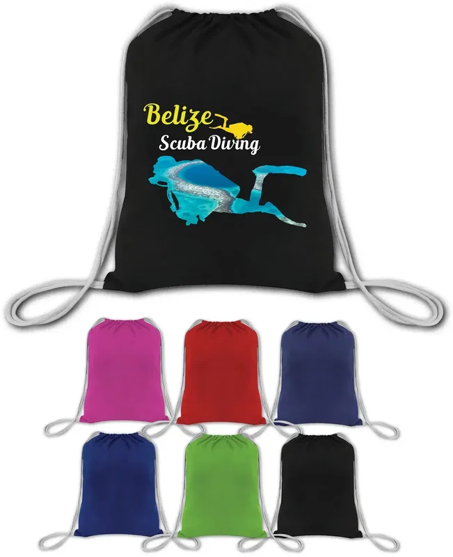 Affordable BrandGear Belize™ Custom Drawstring Backpack in Vibrant Colors - Full Color Imprint — view 1