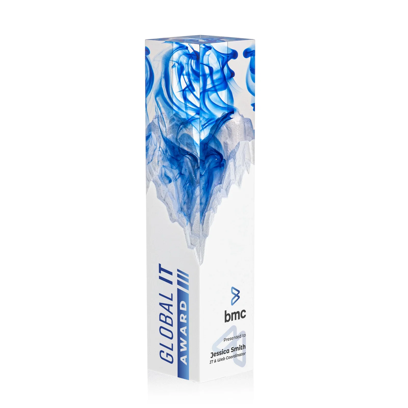 Promotional Hand-Poured Lucite Trophy Cup Award With Smoke-Pattern Top for sales achievement awards