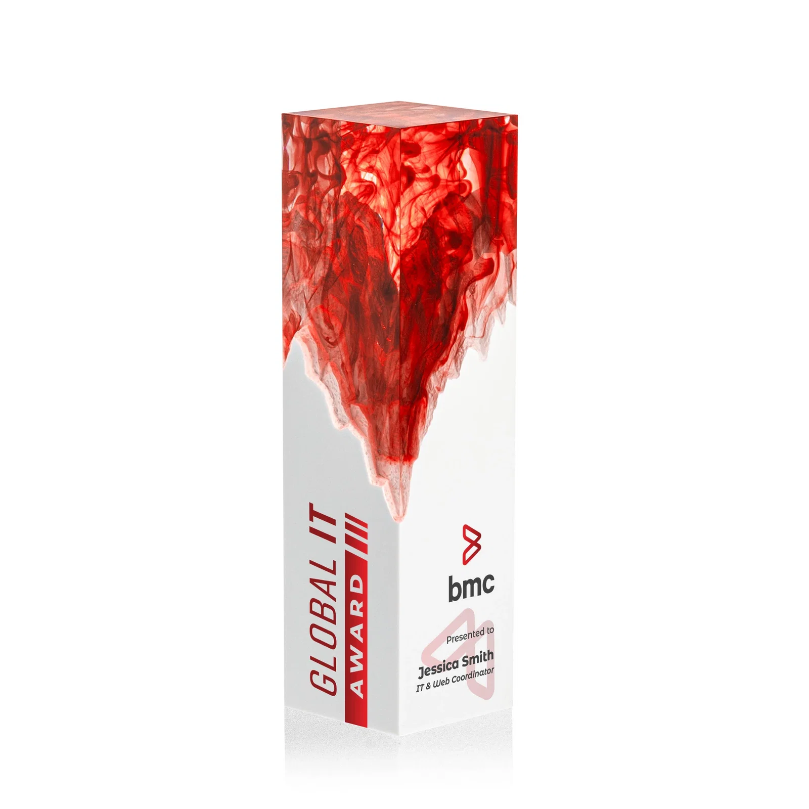 Promotional Hand-Poured Lucite Trophy Cup Award With Smoke-Pattern Top for dealer and partner awards