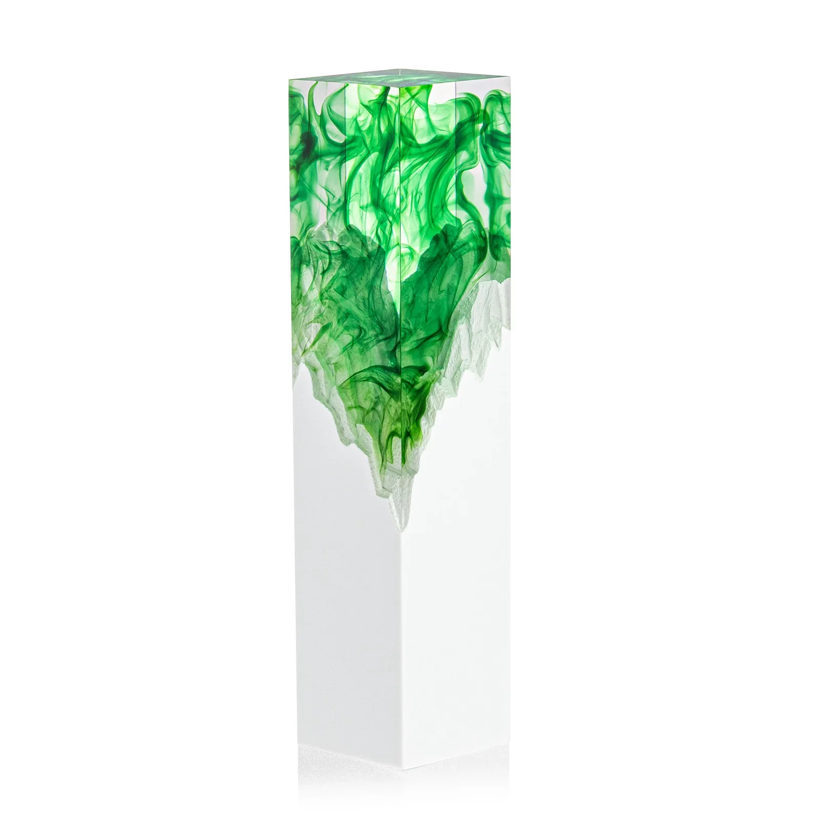 Branded Hand-Poured Lucite Trophy Cup Award With Smoke-Pattern Top for service anniversary gifts