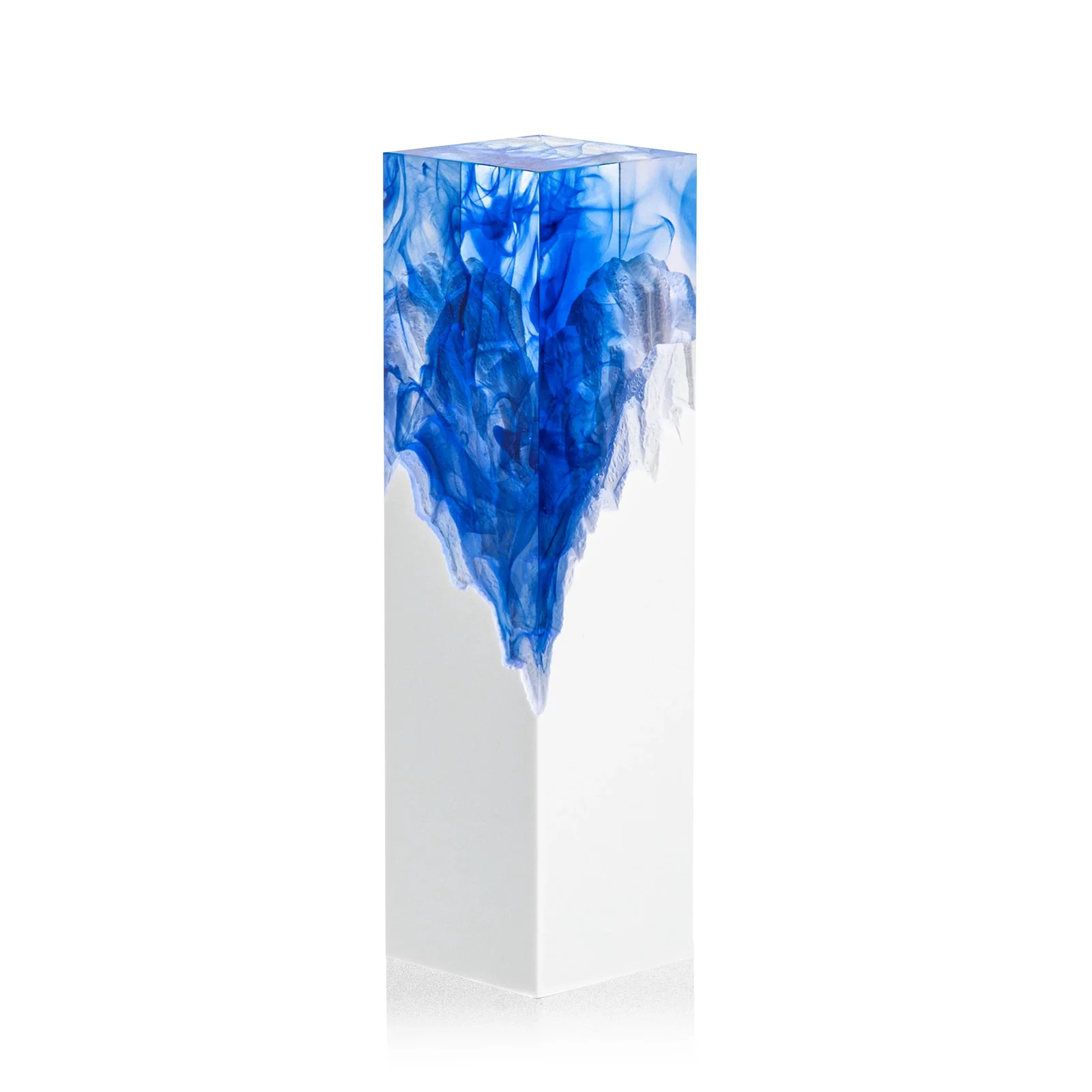Branded Hand-Poured Lucite Trophy Cup Award With Smoke-Pattern Top for retirement presentations