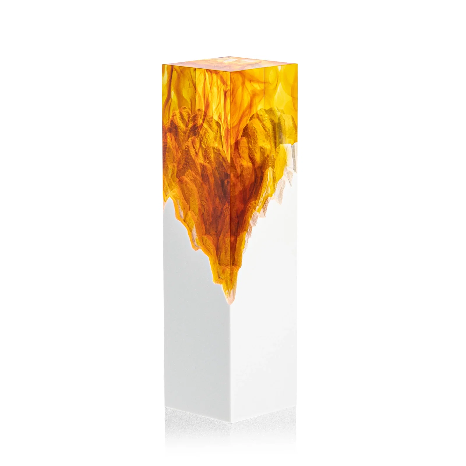 Branded Hand-Poured Lucite Trophy Cup Award With Smoke-Pattern Top for graduation ceremonies
