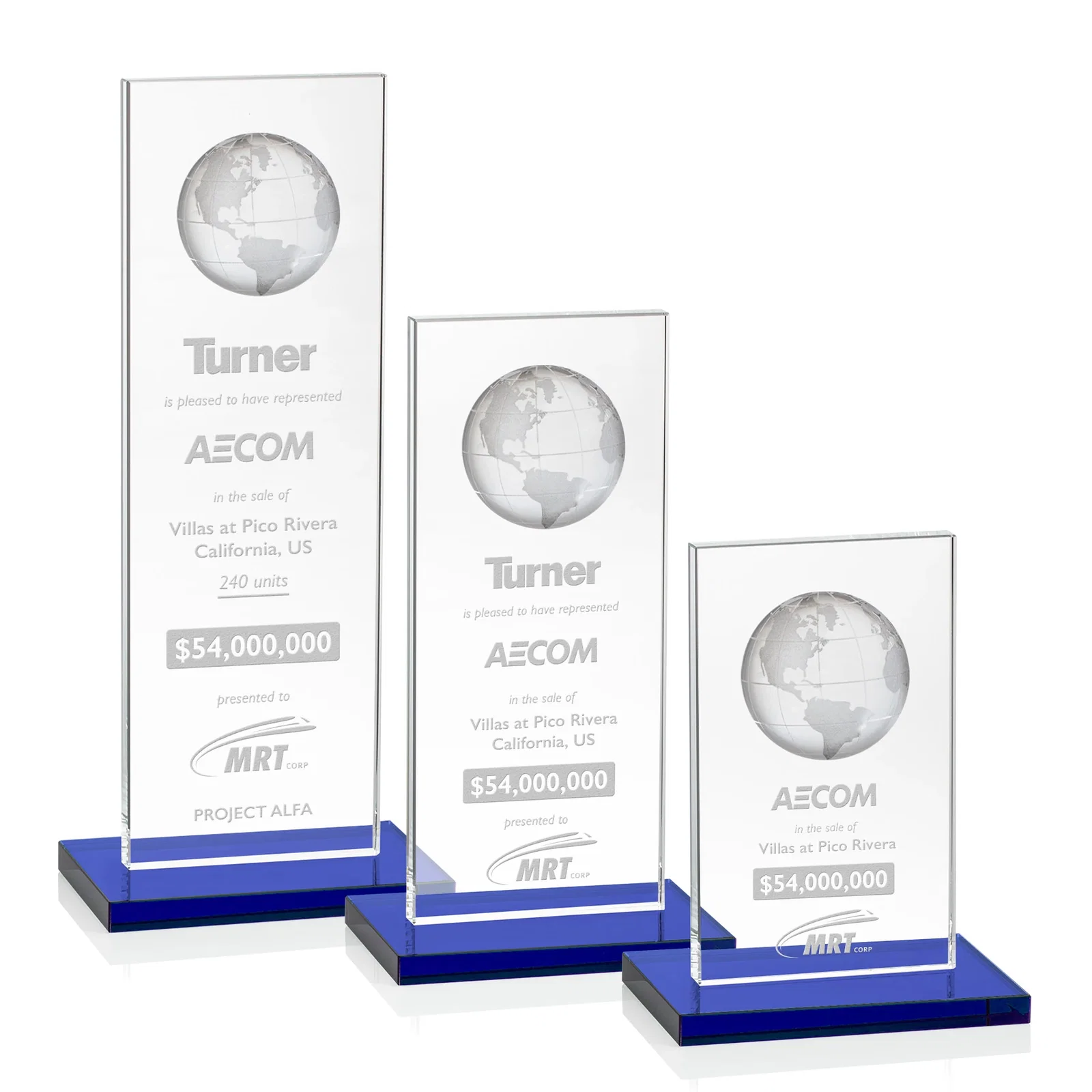 Personalized Optical Crystal Dome Award on Tall Crystal Pane for retirement presentations