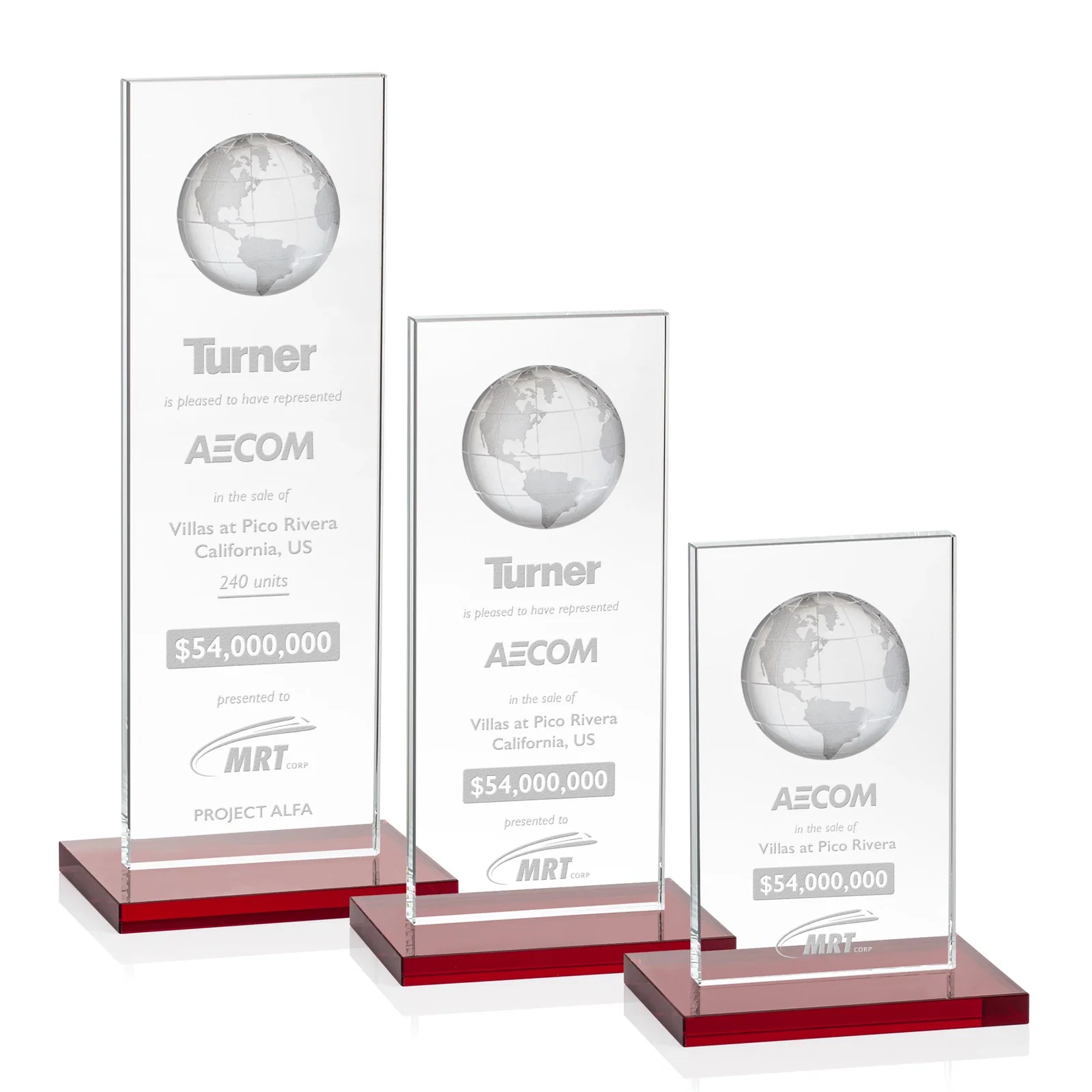 Personalized Optical Crystal Dome Award on Tall Crystal Pane for safety achievement programs