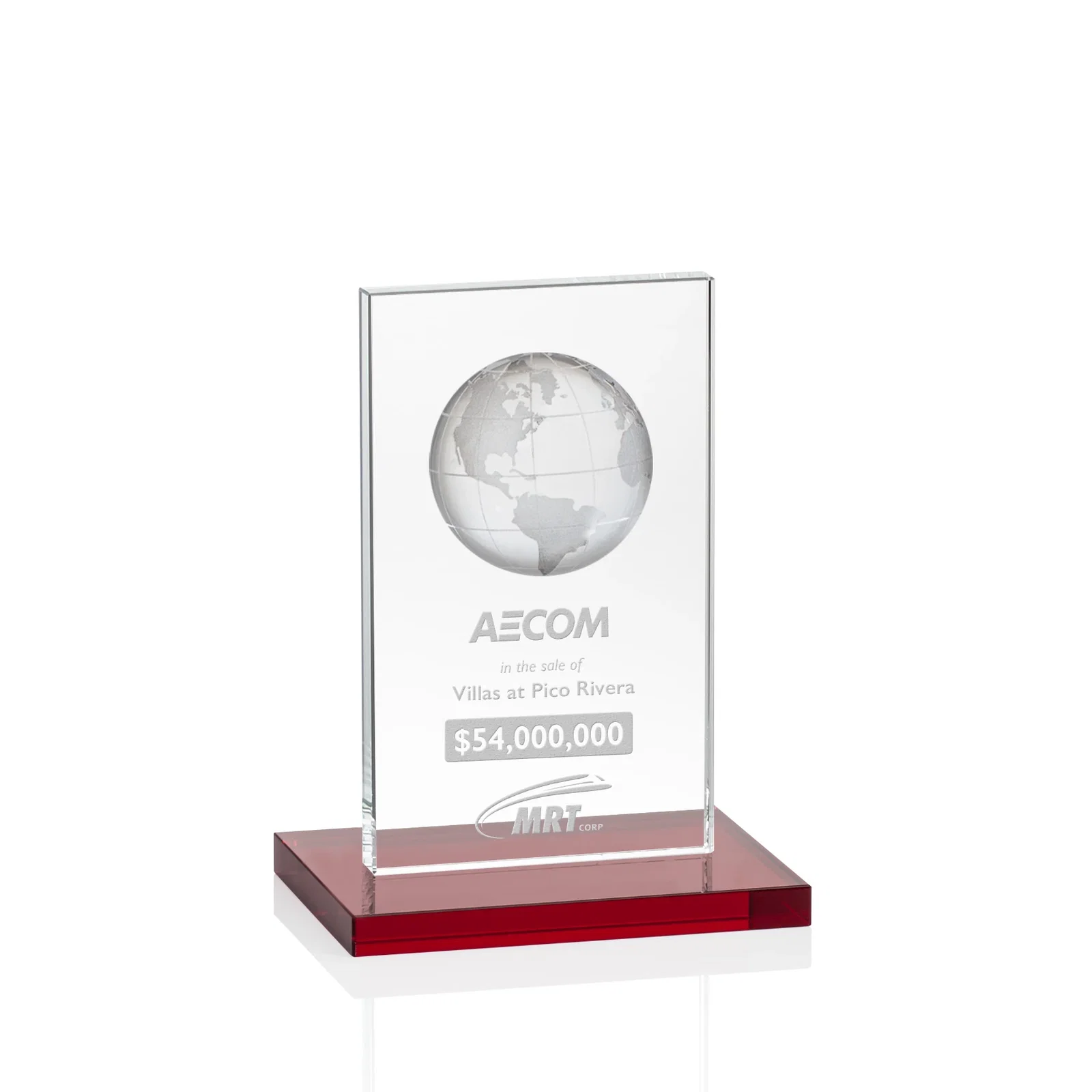 Personalized Optical Crystal Dome Award on Tall Crystal Pane for volunteer appreciation
