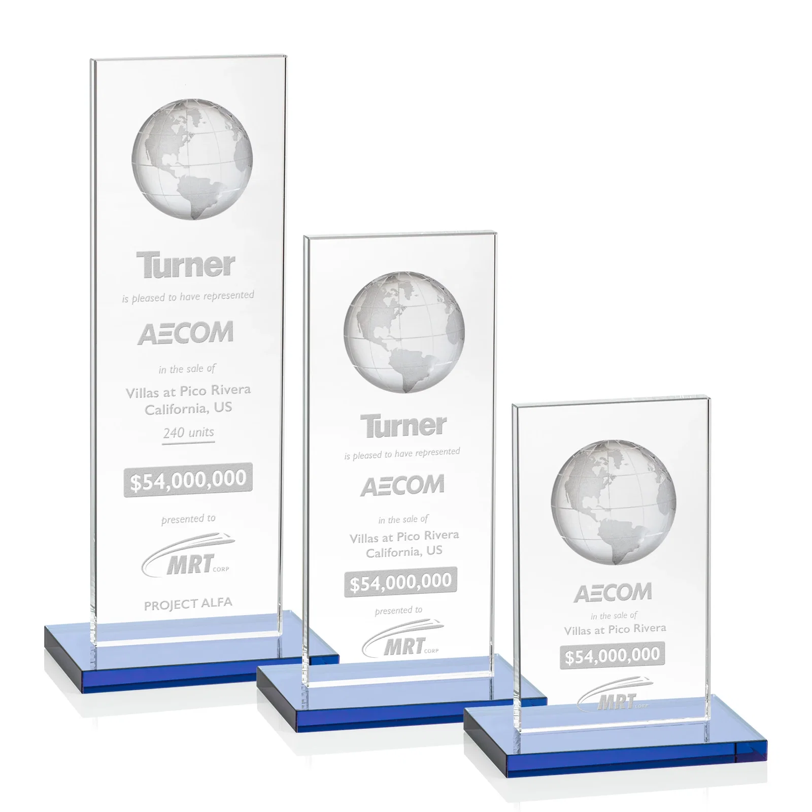 Promotional Optical Crystal Dome Award on Tall Crystal Pane for employee recognition