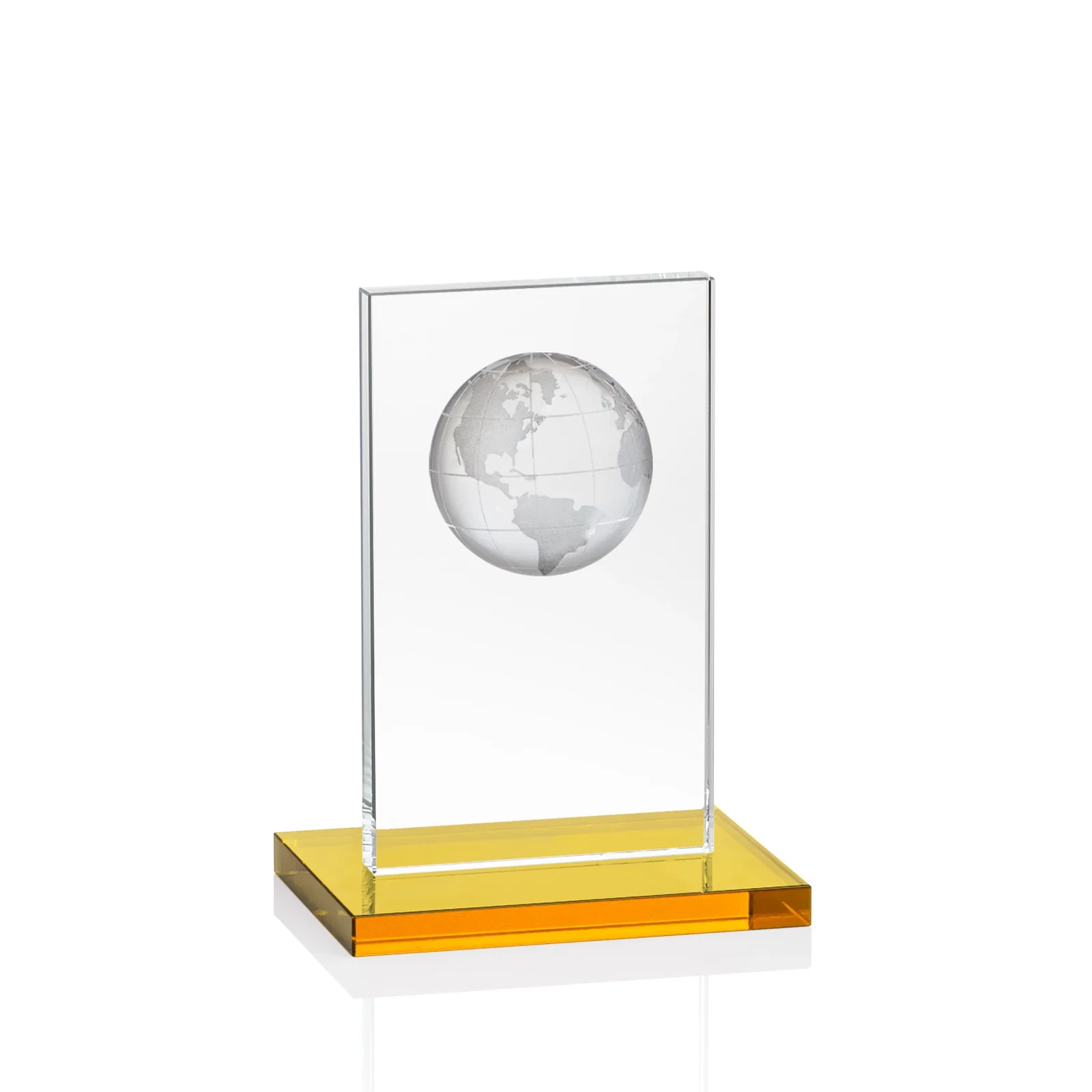 Promotional Optical Crystal Dome Award on Tall Crystal Pane for company anniversary events