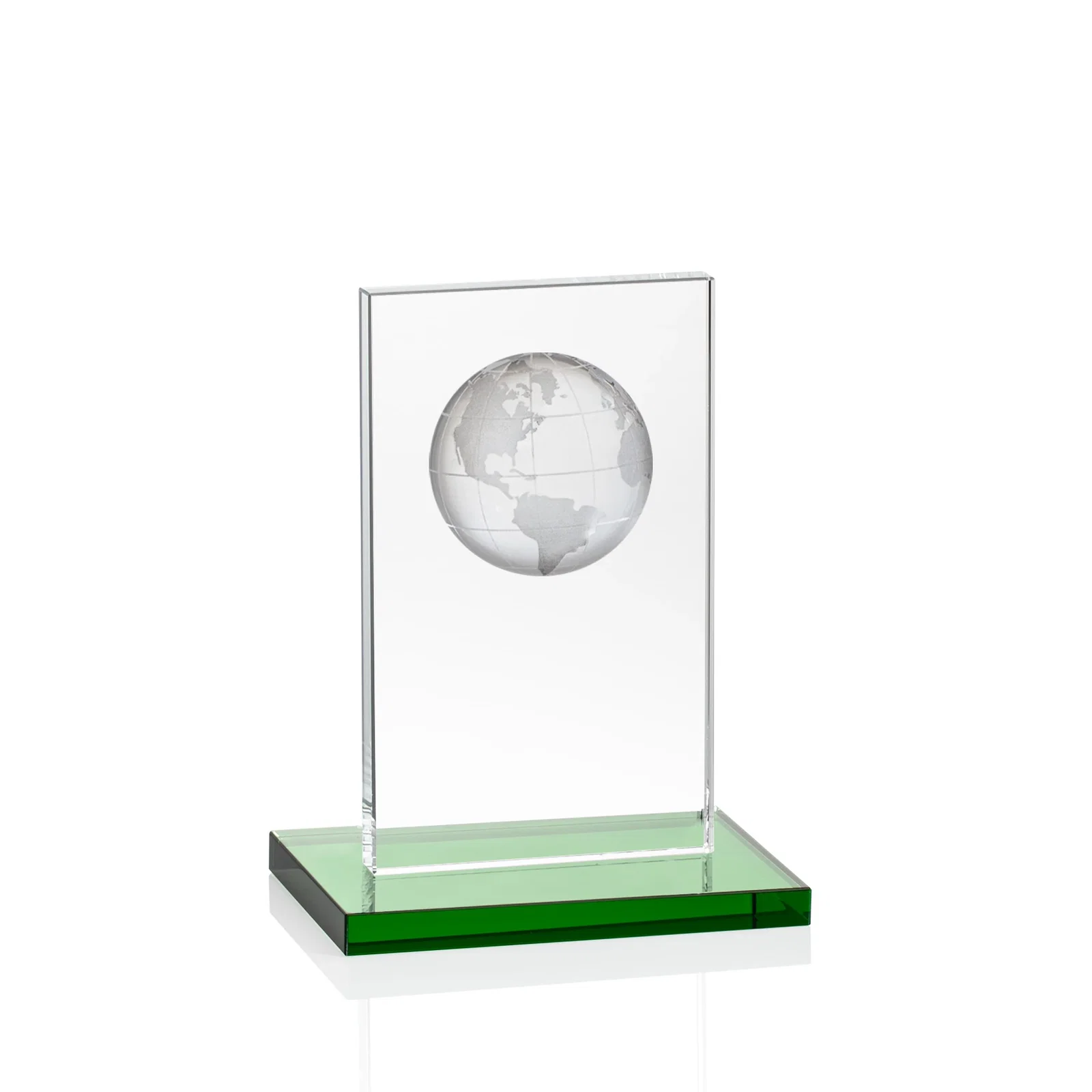 Branded Optical Crystal Dome Award on Tall Crystal Pane for service anniversary gifts