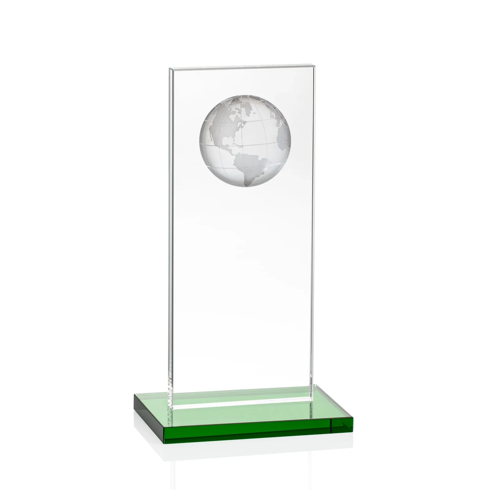 Branded Optical Crystal Dome Award on Tall Crystal Pane for sales achievement awards