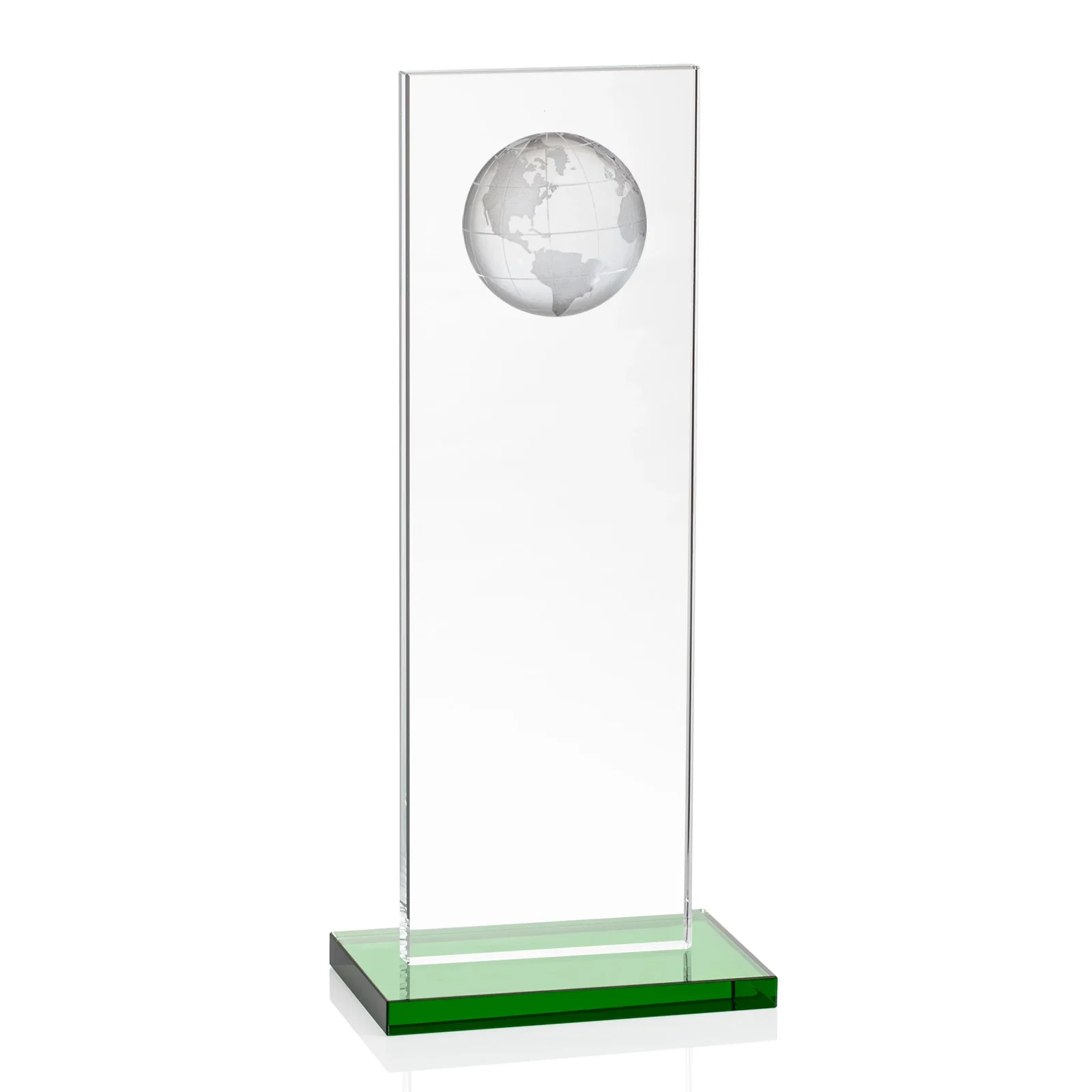 Branded Optical Crystal Dome Award on Tall Crystal Pane for retirement presentations