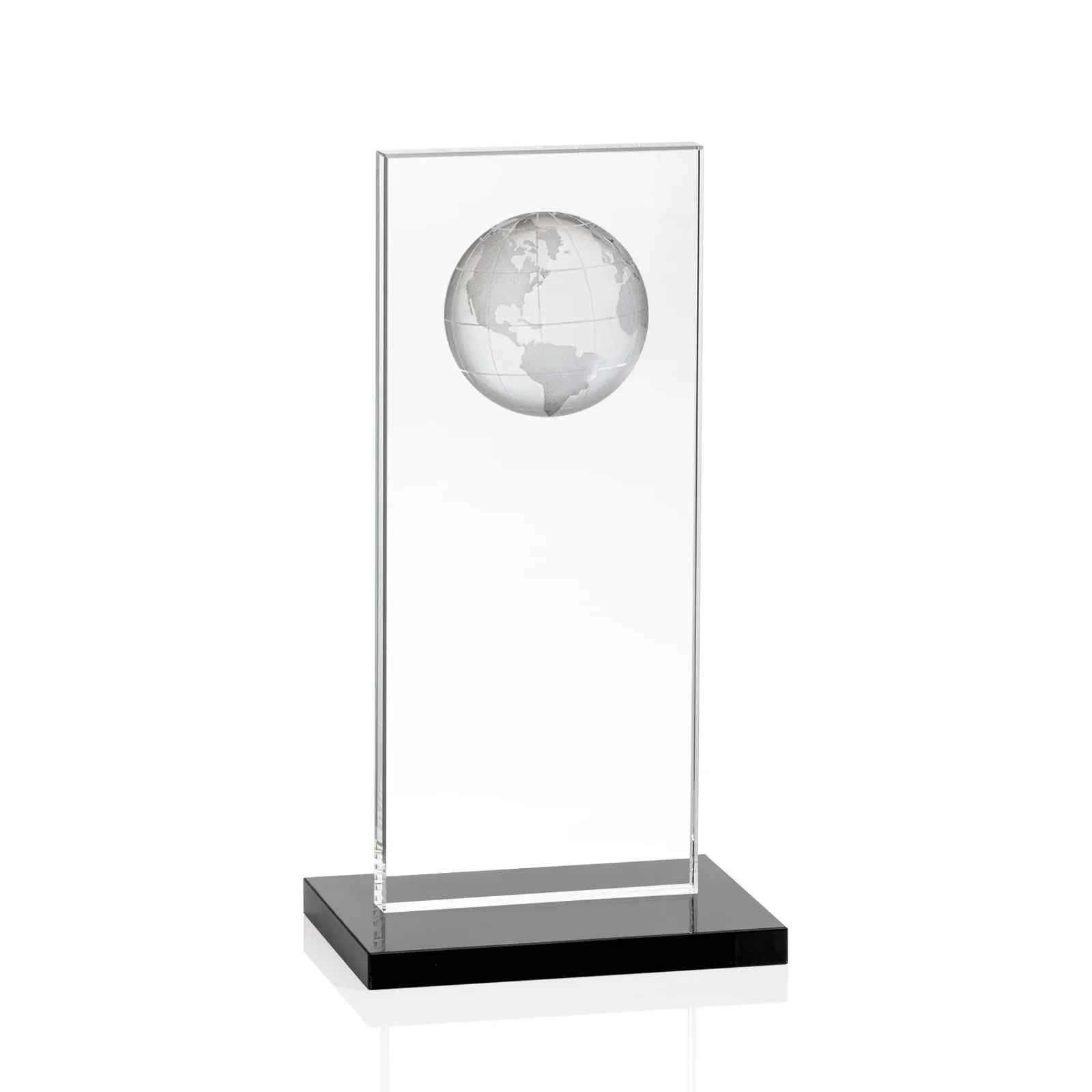 Branded Optical Crystal Dome Award on Tall Crystal Pane for donor appreciation