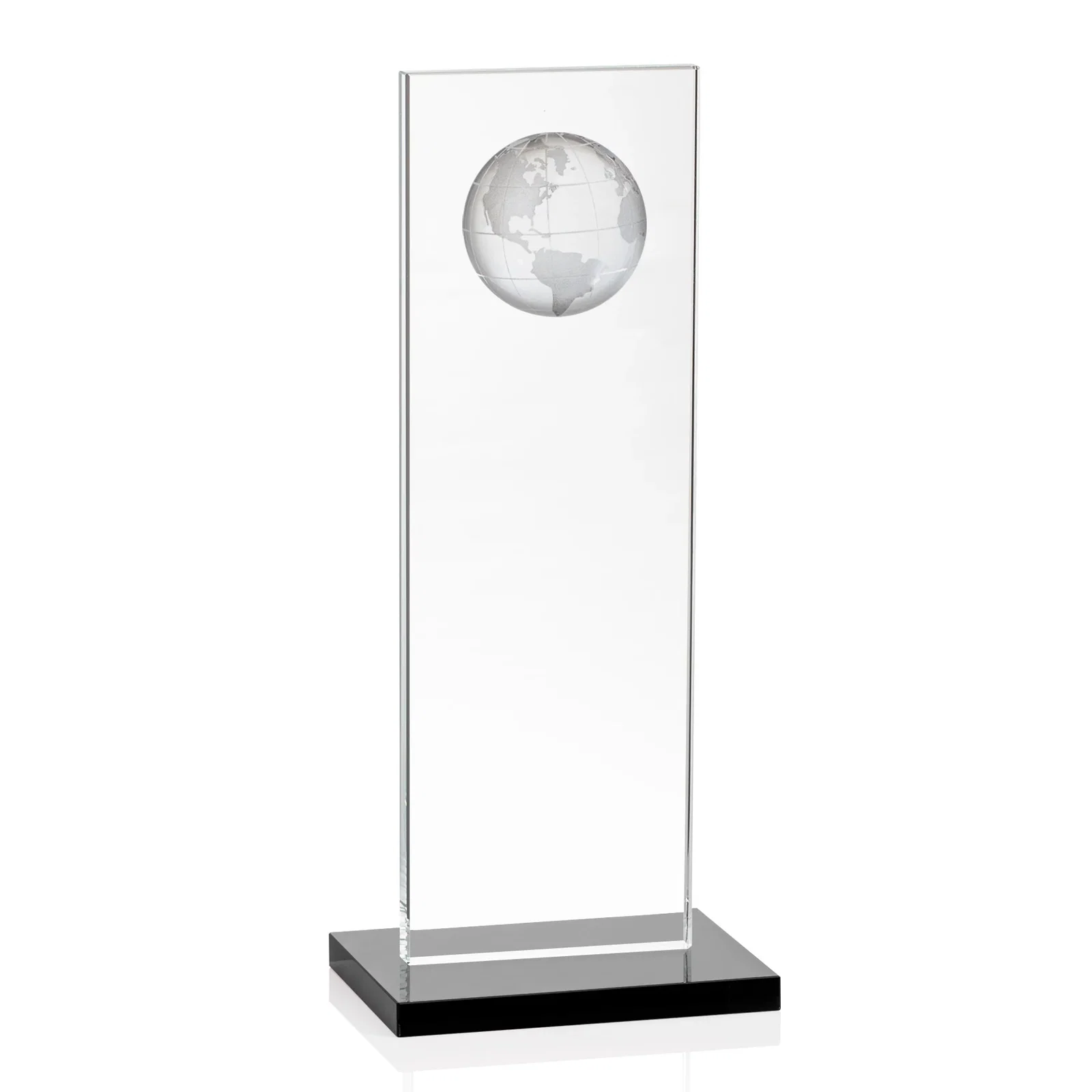 Branded Optical Crystal Dome Award on Tall Crystal Pane for graduation ceremonies