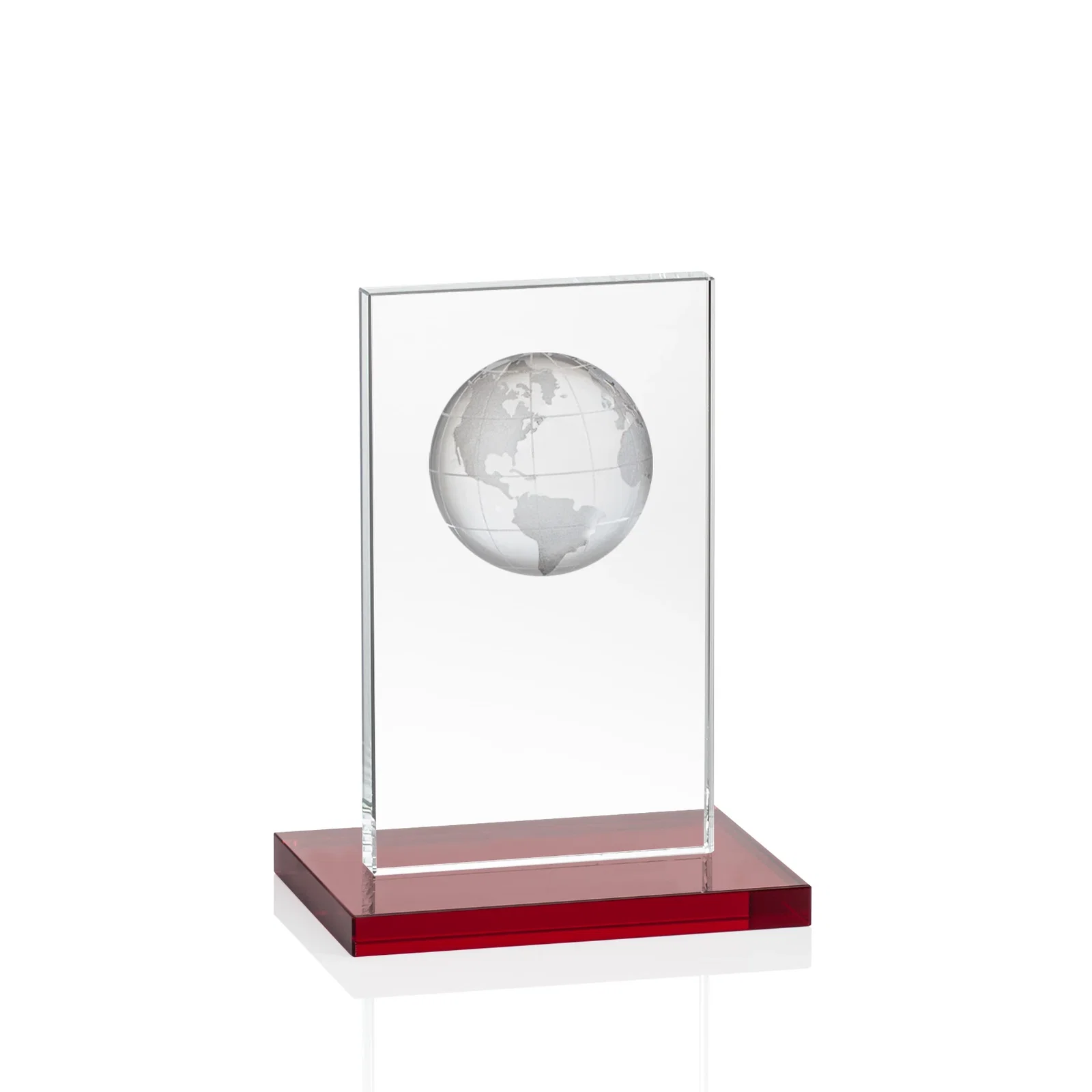 Branded Optical Crystal Dome Award on Tall Crystal Pane for company anniversary events