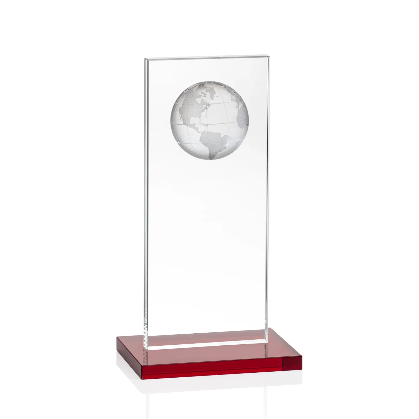 Custom printed Optical Crystal Dome Award on Tall Crystal Pane for employee recognition