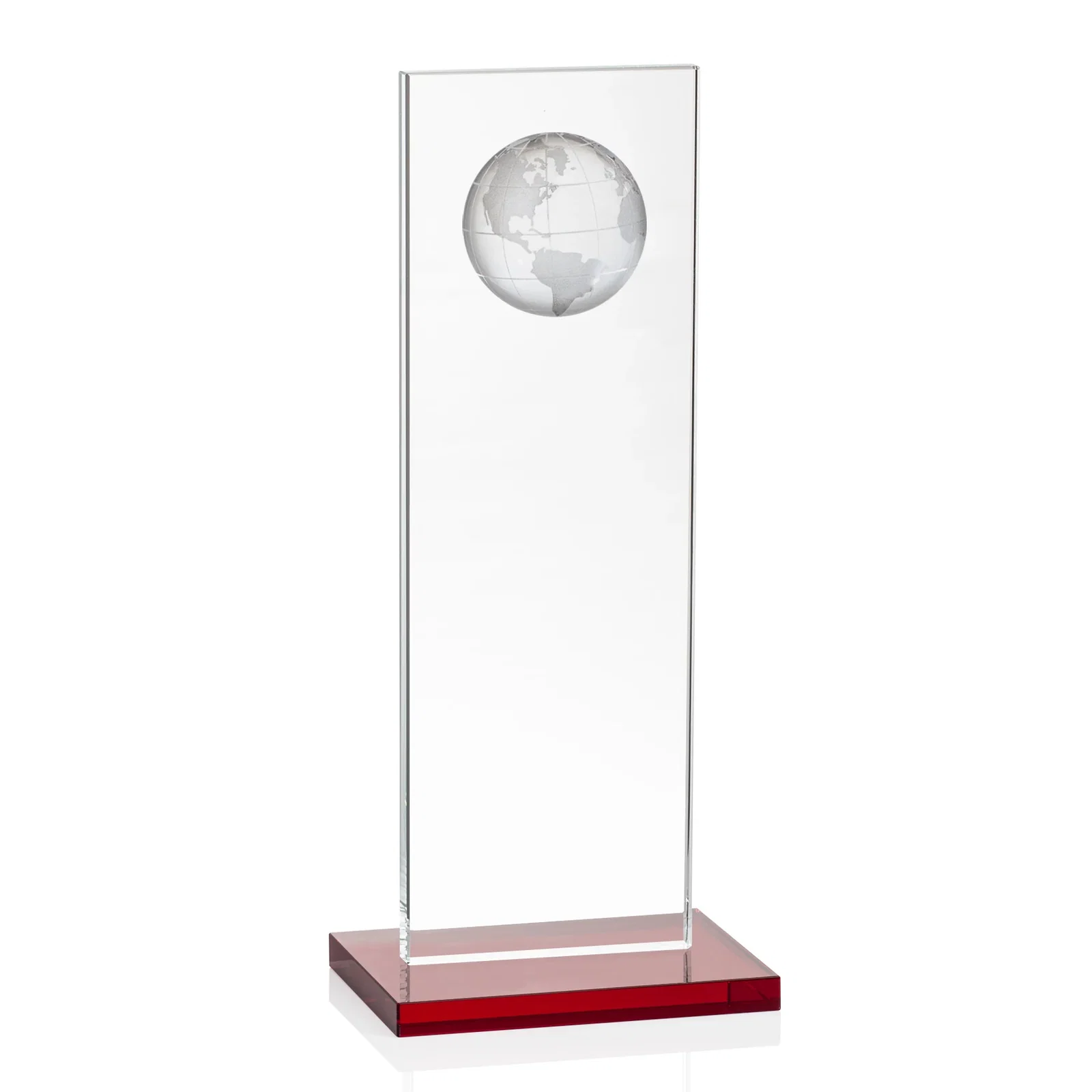 Custom printed Optical Crystal Dome Award on Tall Crystal Pane for corporate award ceremonies