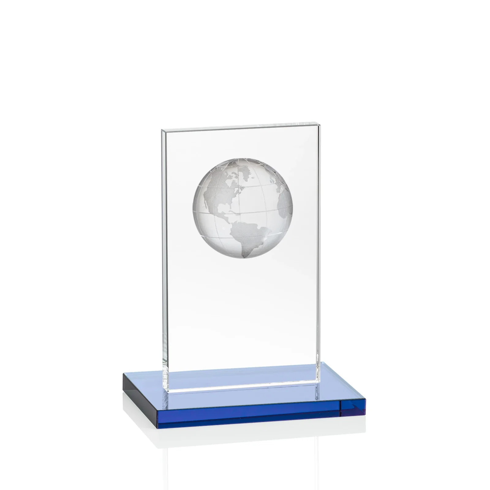 Custom printed Optical Crystal Dome Award on Tall Crystal Pane for service anniversary gifts