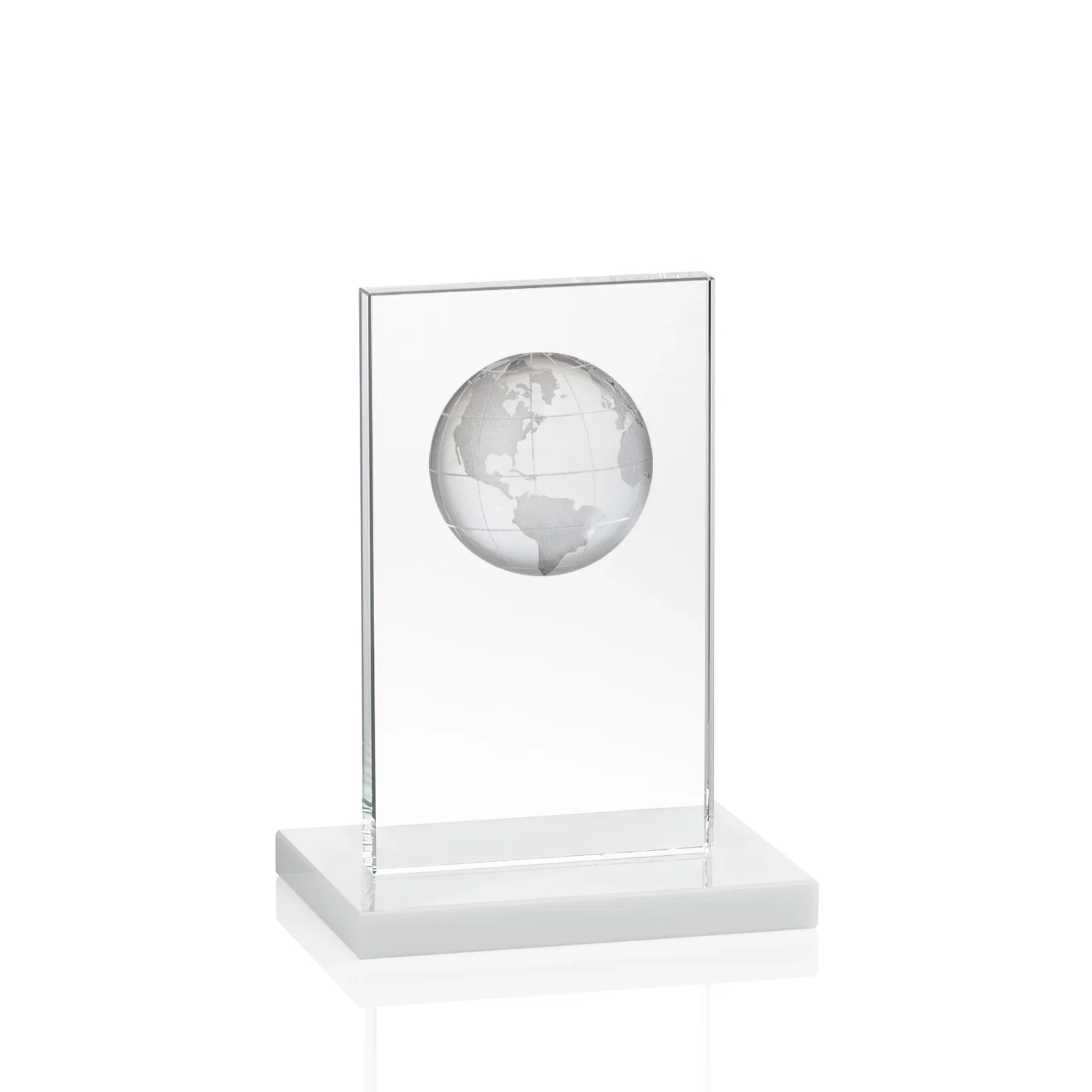 Custom printed Optical Crystal Dome Award on Tall Crystal Pane for team milestone celebrations