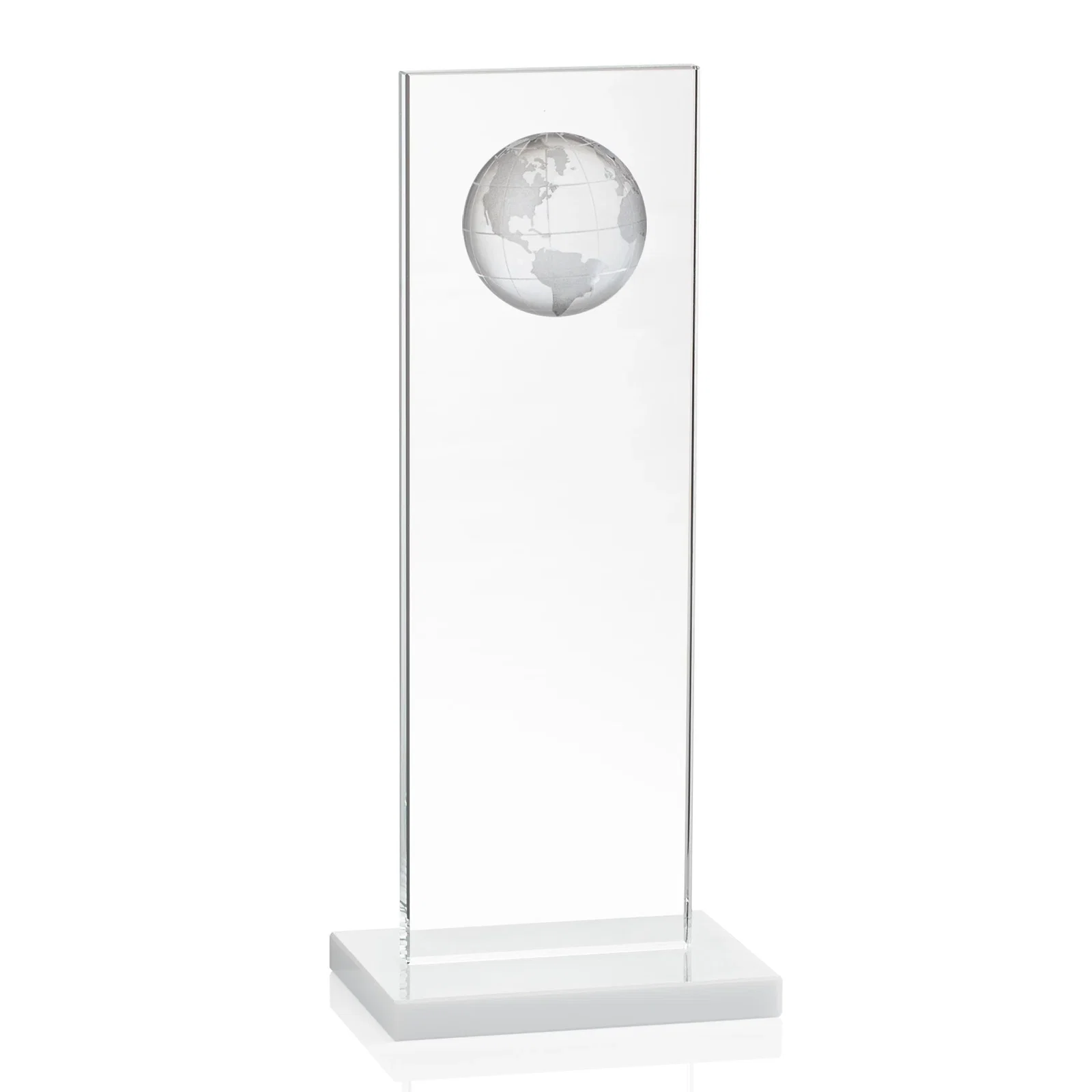 Custom printed Optical Crystal Dome Award on Tall Crystal Pane for graduation ceremonies
