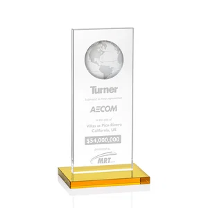 Optical Crystal Dome Award on Tall Crystal Pane