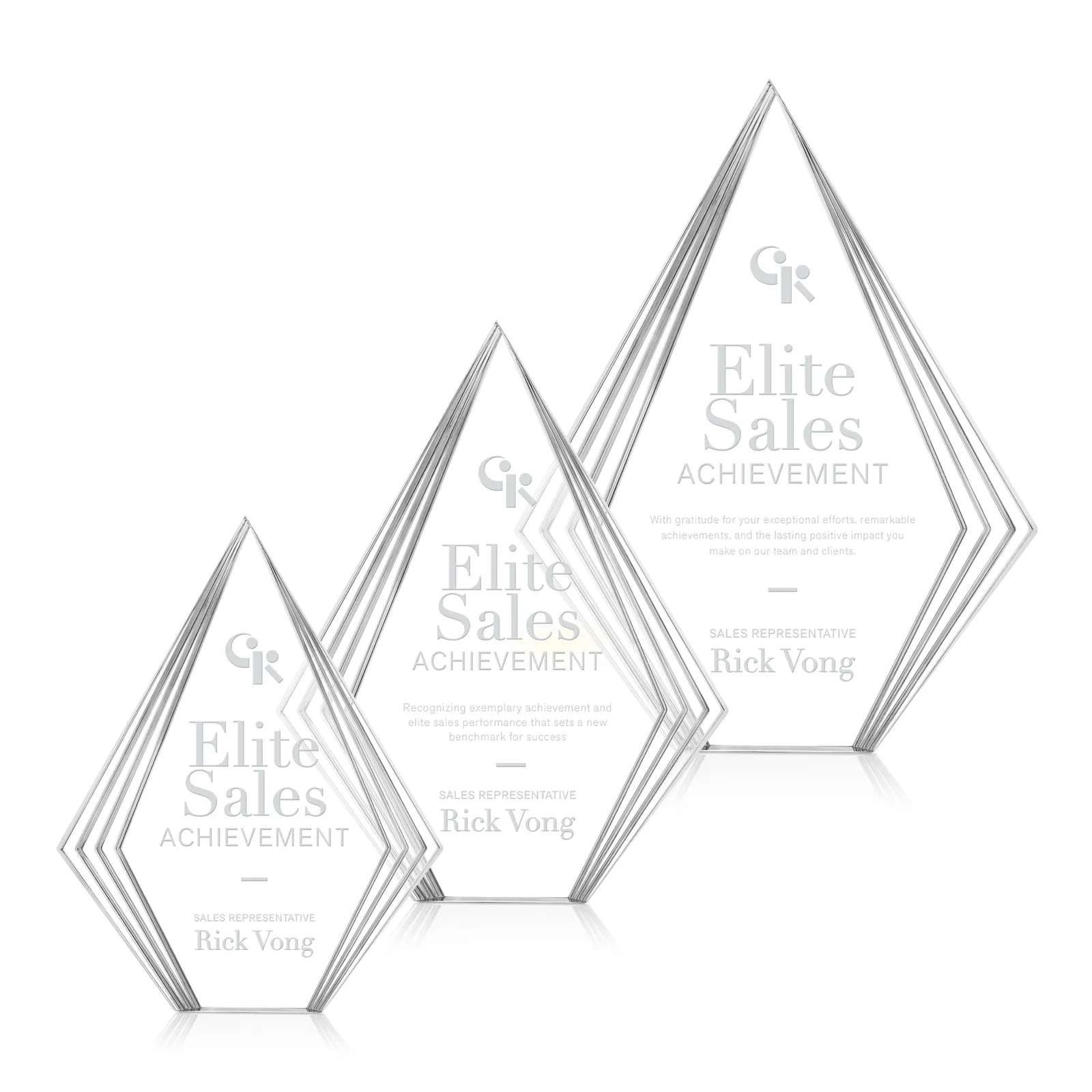 Custom Tall Acrylic Diamond Award With Stepped Layered Edges for employee recognition