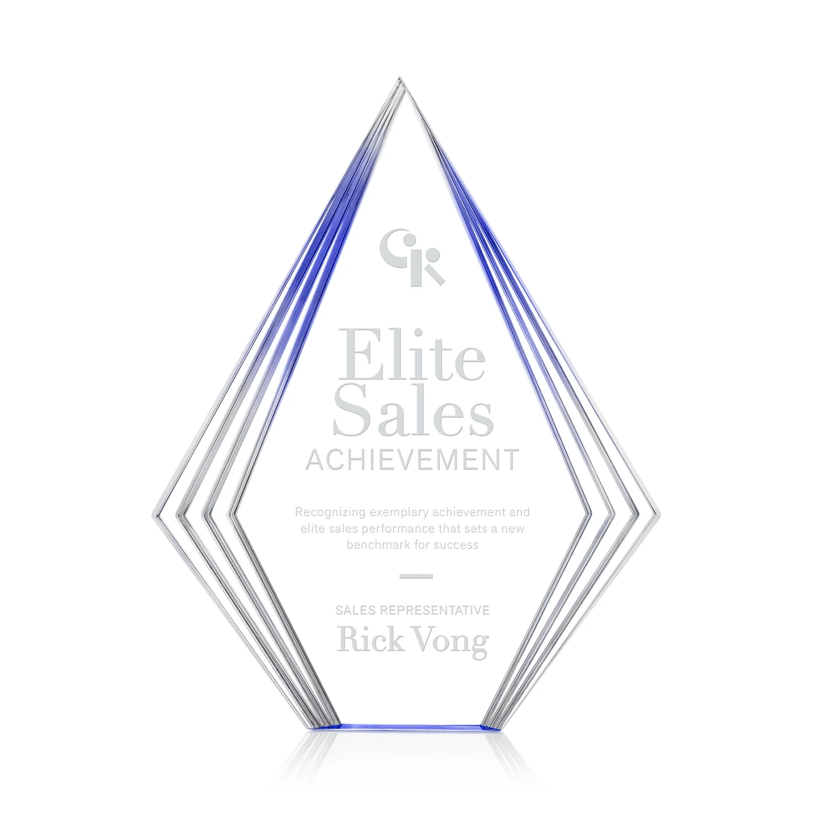 Custom Tall Acrylic Diamond Award With Stepped Layered Edges for company anniversary events
