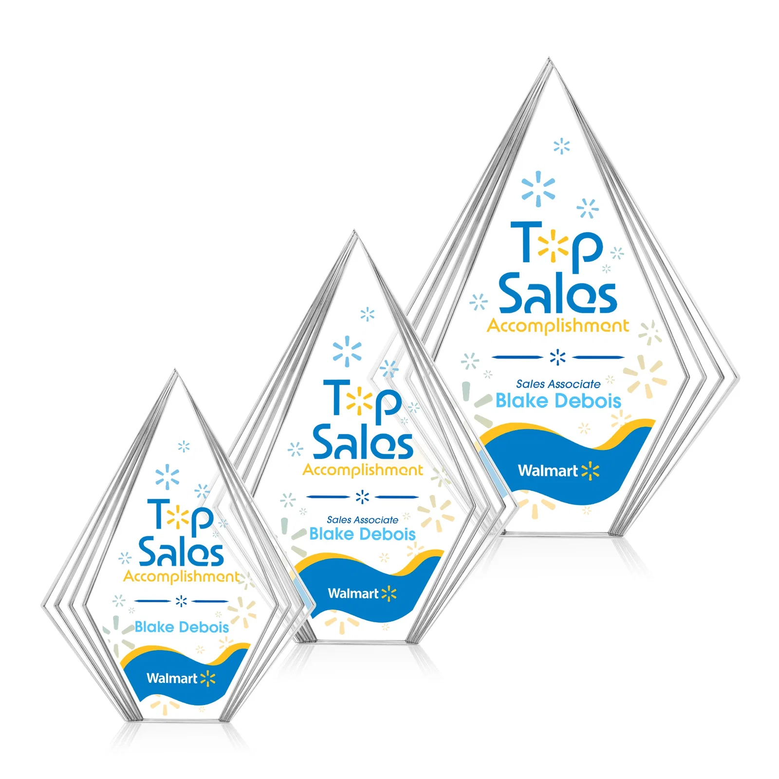 Personalized Tall Acrylic Diamond Award With Stepped Layered Edges for corporate award ceremonies