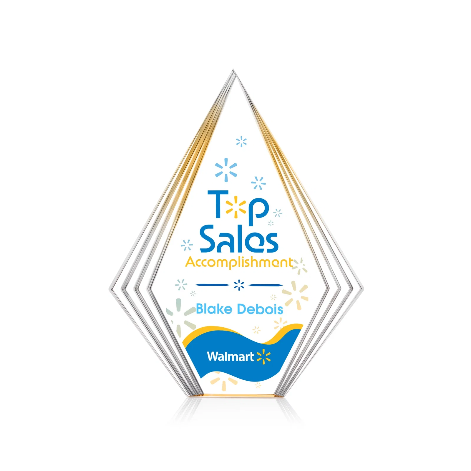 Personalized Tall Acrylic Diamond Award With Stepped Layered Edges for donor appreciation