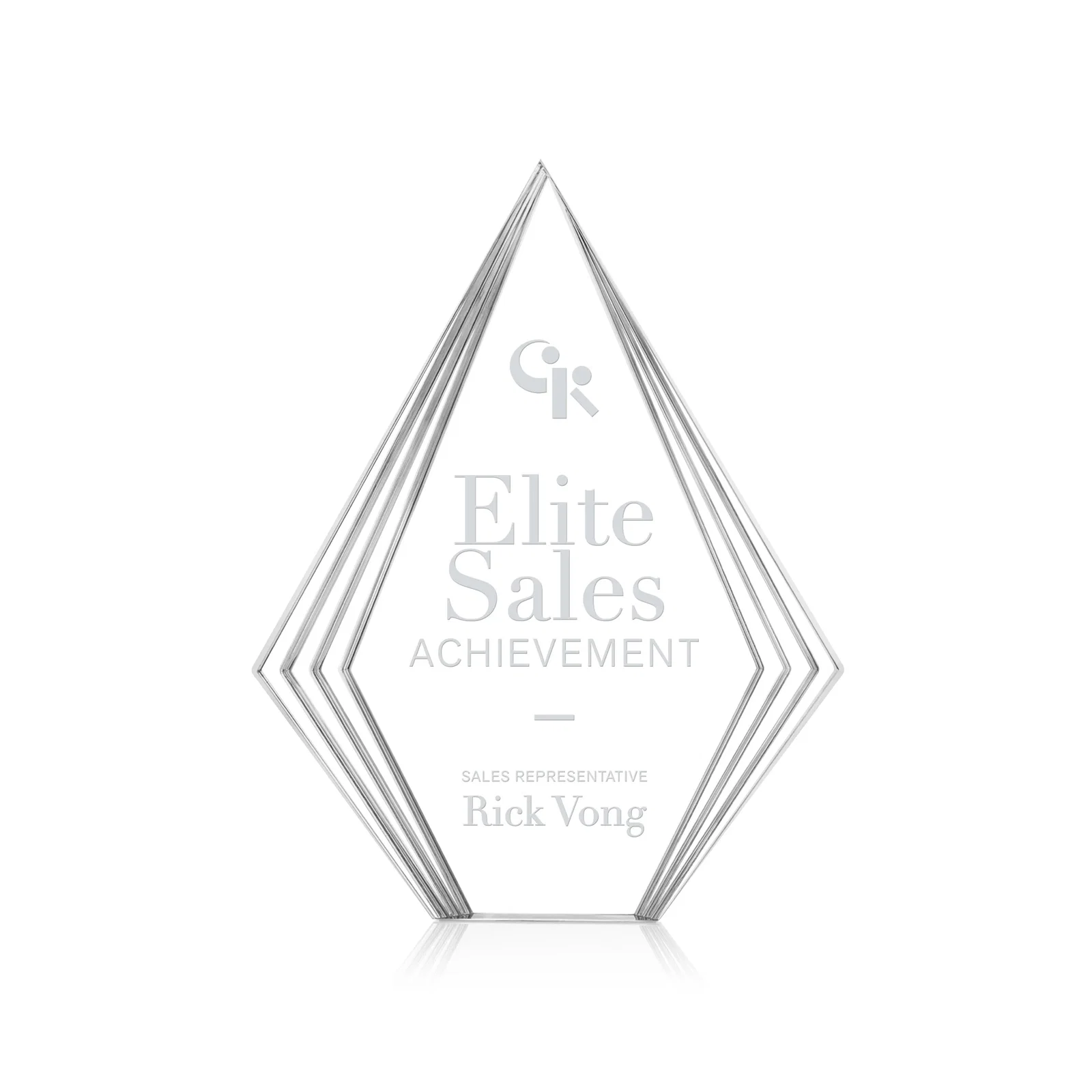 Custom Tall Acrylic Diamond Award With Stepped Layered Edges for corporate award ceremonies