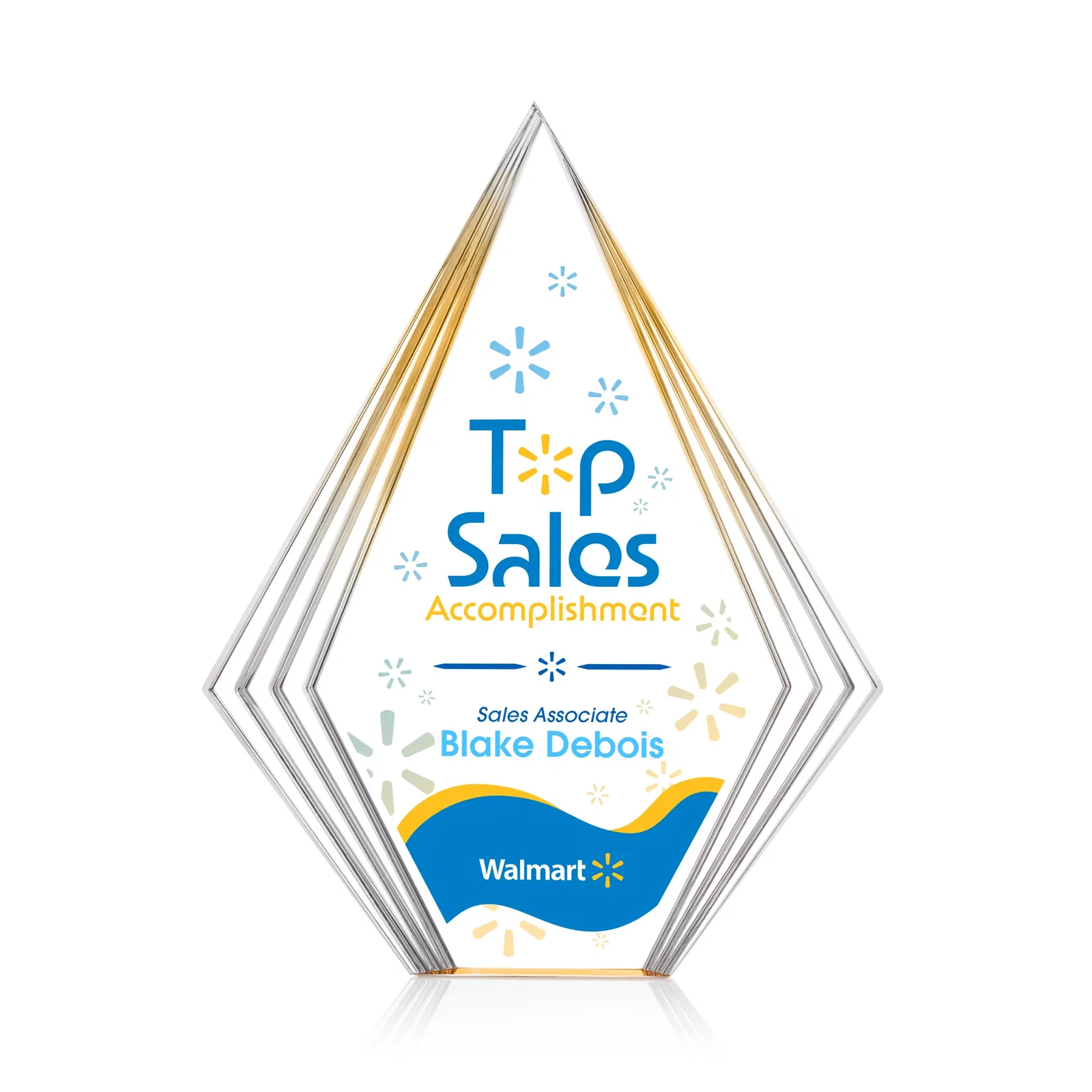 Personalized Tall Acrylic Diamond Award With Stepped Layered Edges for graduation ceremonies