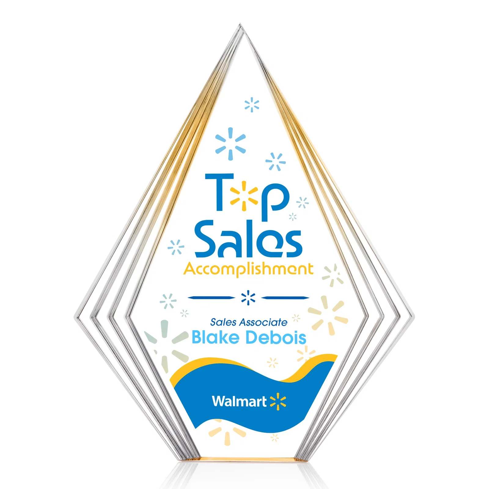 Personalized Tall Acrylic Diamond Award With Stepped Layered Edges for safety achievement programs