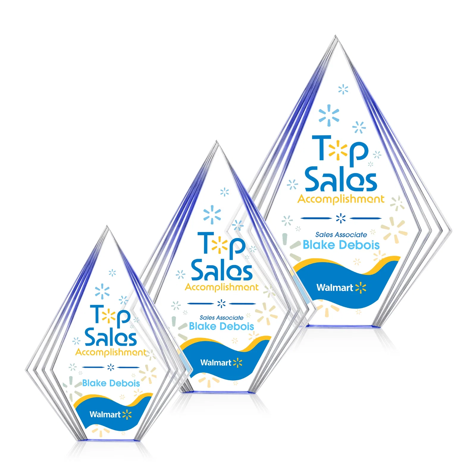 Personalized Tall Acrylic Diamond Award With Stepped Layered Edges for volunteer appreciation