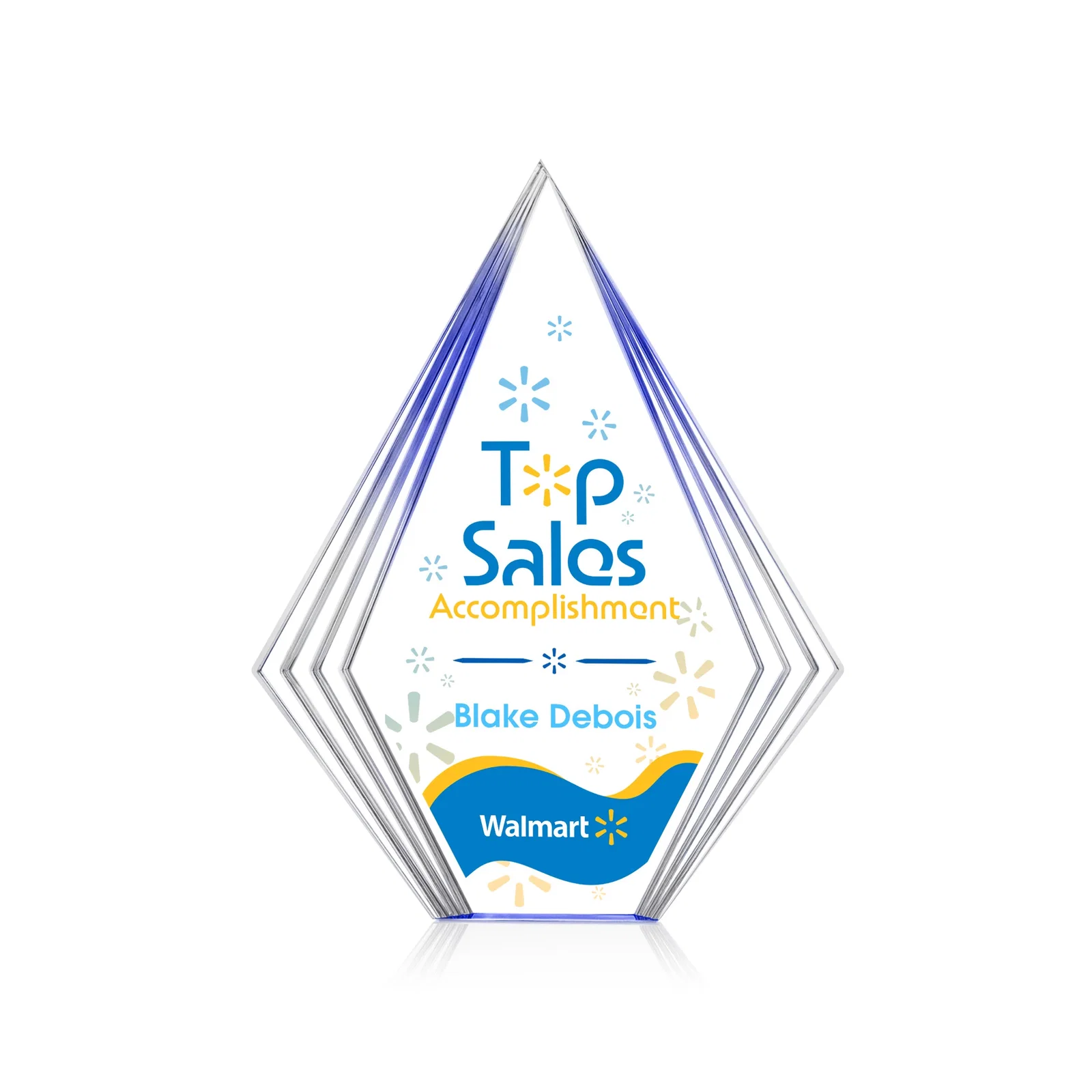 Personalized Tall Acrylic Diamond Award With Stepped Layered Edges for dealer and partner awards
