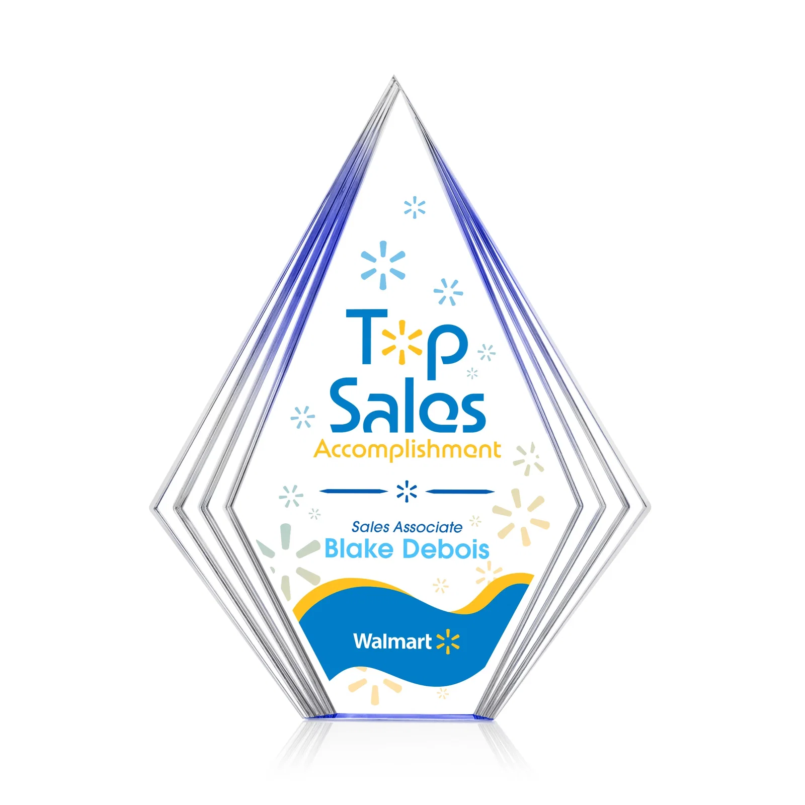 Personalized Tall Acrylic Diamond Award With Stepped Layered Edges for company anniversary events