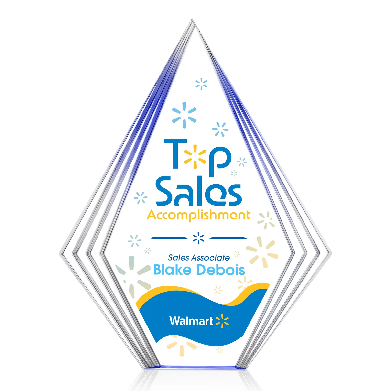Promotional Tall Acrylic Diamond Award With Stepped Layered Edges for employee recognition