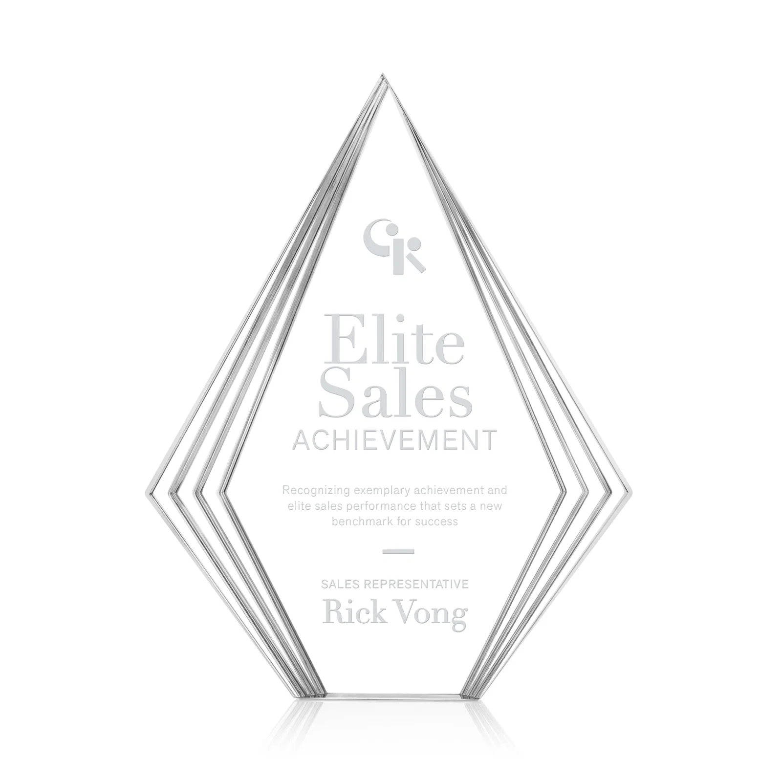 Custom Tall Acrylic Diamond Award With Stepped Layered Edges for service anniversary gifts