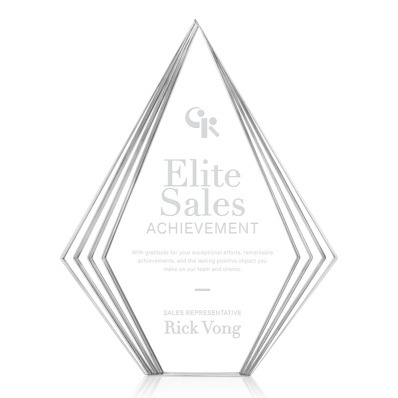 Custom Tall Acrylic Diamond Award With Stepped Layered Edges for sales achievement awards