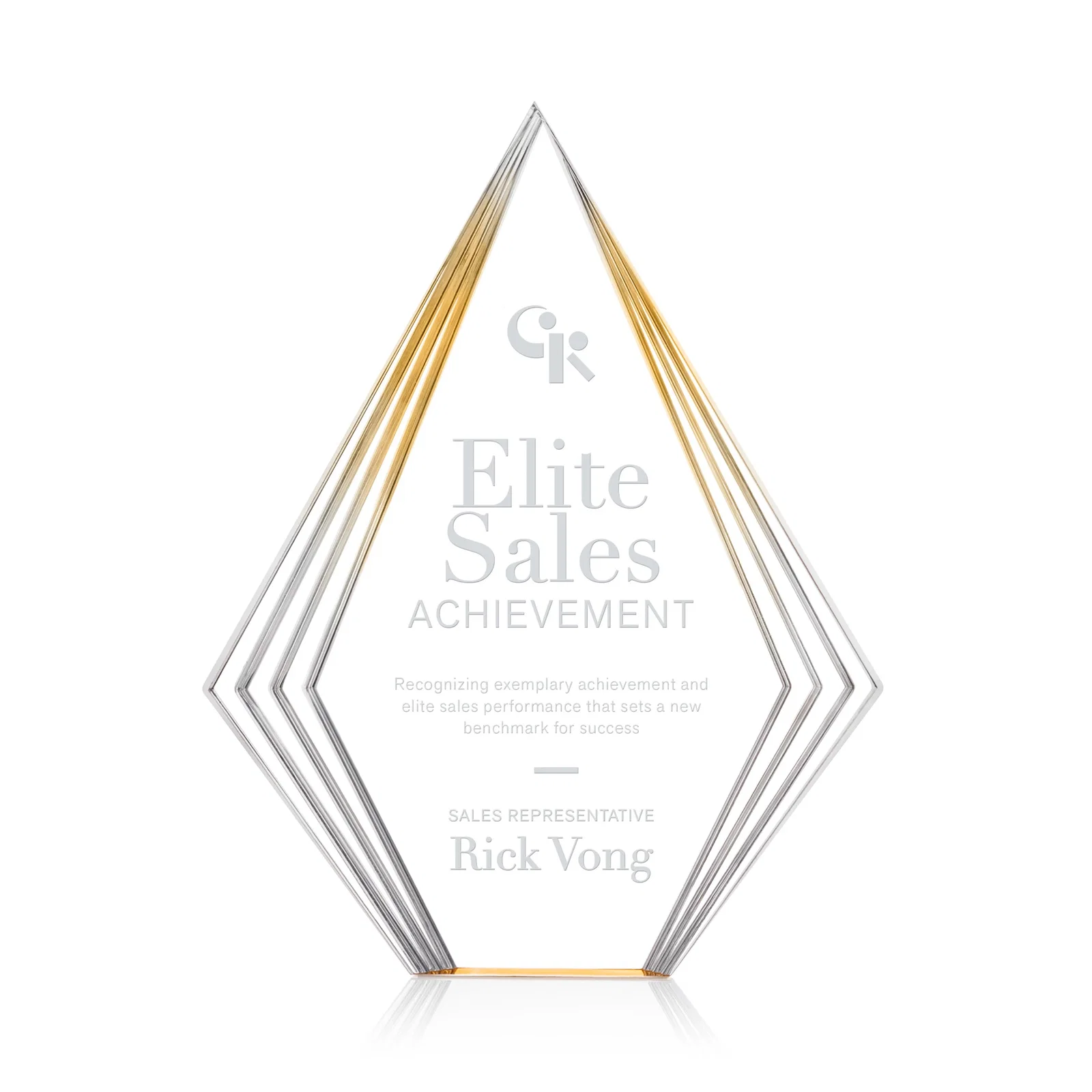 Custom Tall Acrylic Diamond Award With Stepped Layered Edges for donor appreciation
