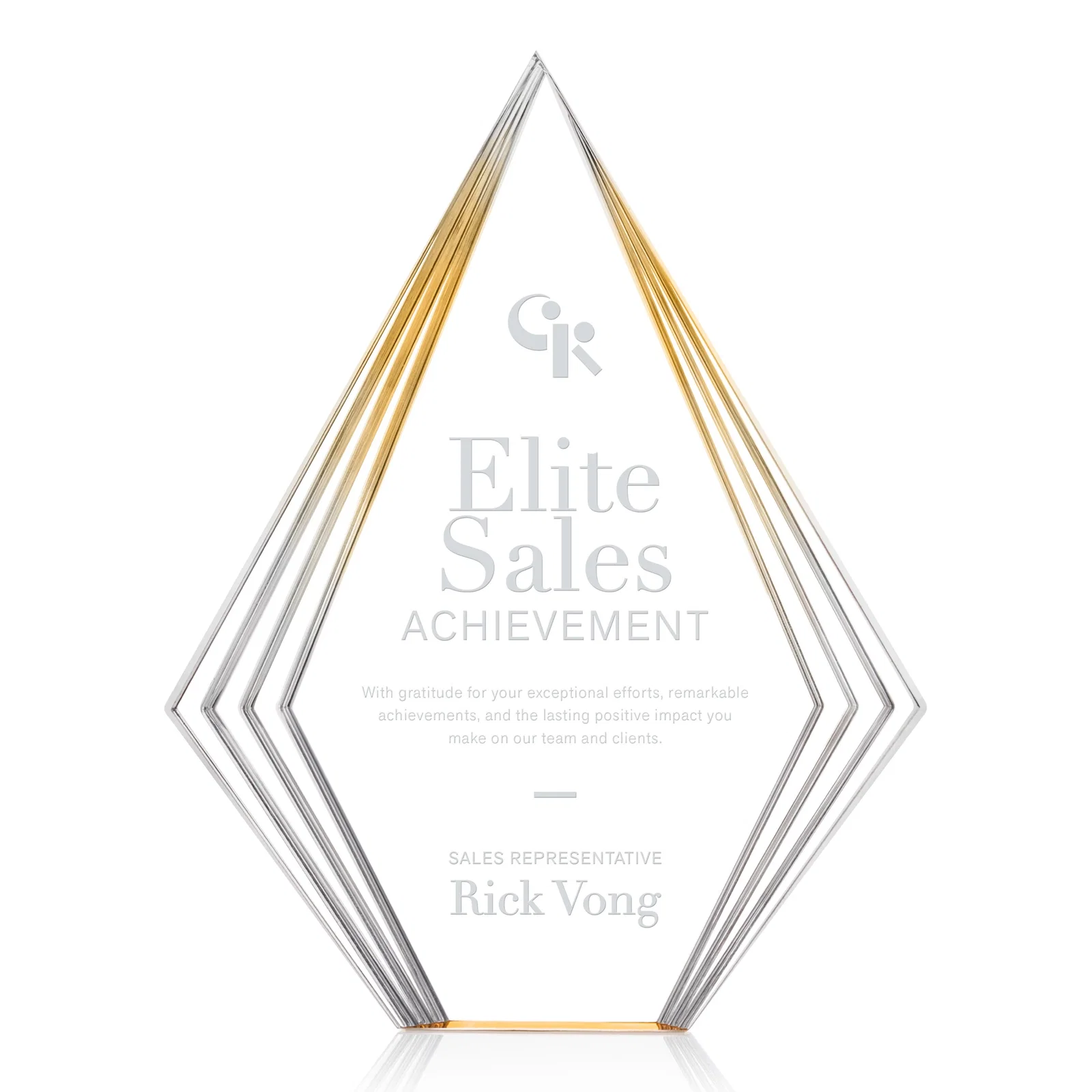 Custom Tall Acrylic Diamond Award With Stepped Layered Edges for graduation ceremonies