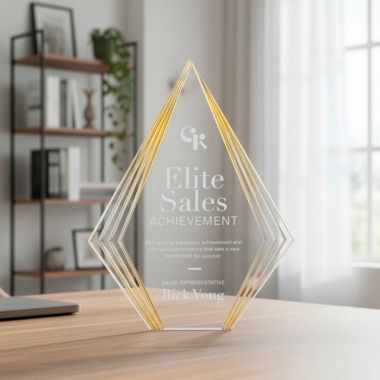 Custom Tall Acrylic Diamond Award With Stepped Layered Edges for safety achievement programs