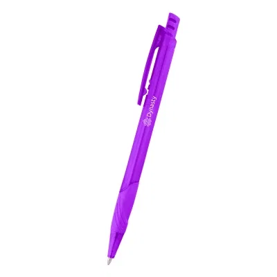 Translucent purple ballpoint pen measuring five and a half inches