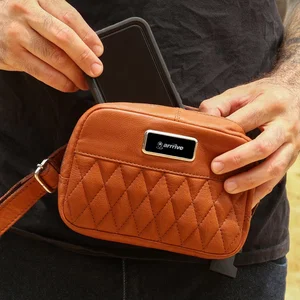 Leather Crossbody Bag with Adjustable Strap and YKK Zippers
