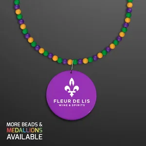 Breakaway Beads for Mardi Gras with Purple Medallion (NON-Light Up)