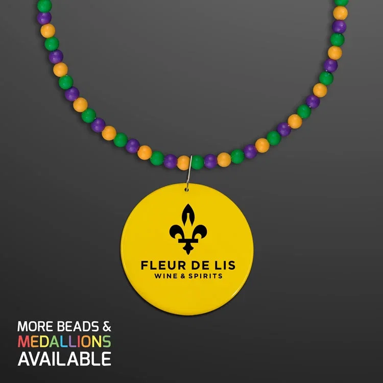 Breakaway Beads for Mardi Gras with Purple Medallion (NON-Light Up) — view 4