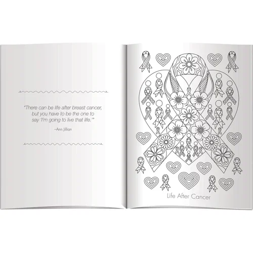 Breast Cancer Awareness Coloring Book and pencils kitted in poly bag