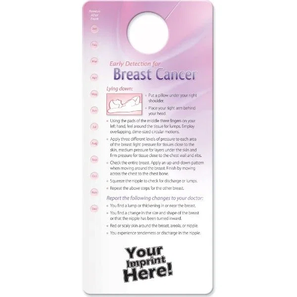 Self-exam shower card reverse side with testicular cancer exam steps, waterproof